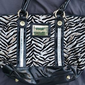 Betsey Johnson silver+black zebra/tiger glitter